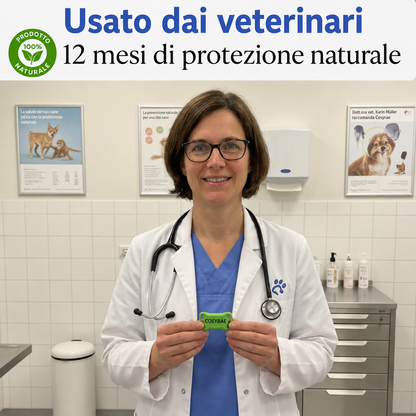 Cosyrae Ciondolo di protezione naturale: 12 mesi di protezione contro pulci, zecche e parassiti.