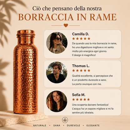Bottiglia d'acqua in rame – Cosyrae | Acqua purificata naturalmente, senza plastica