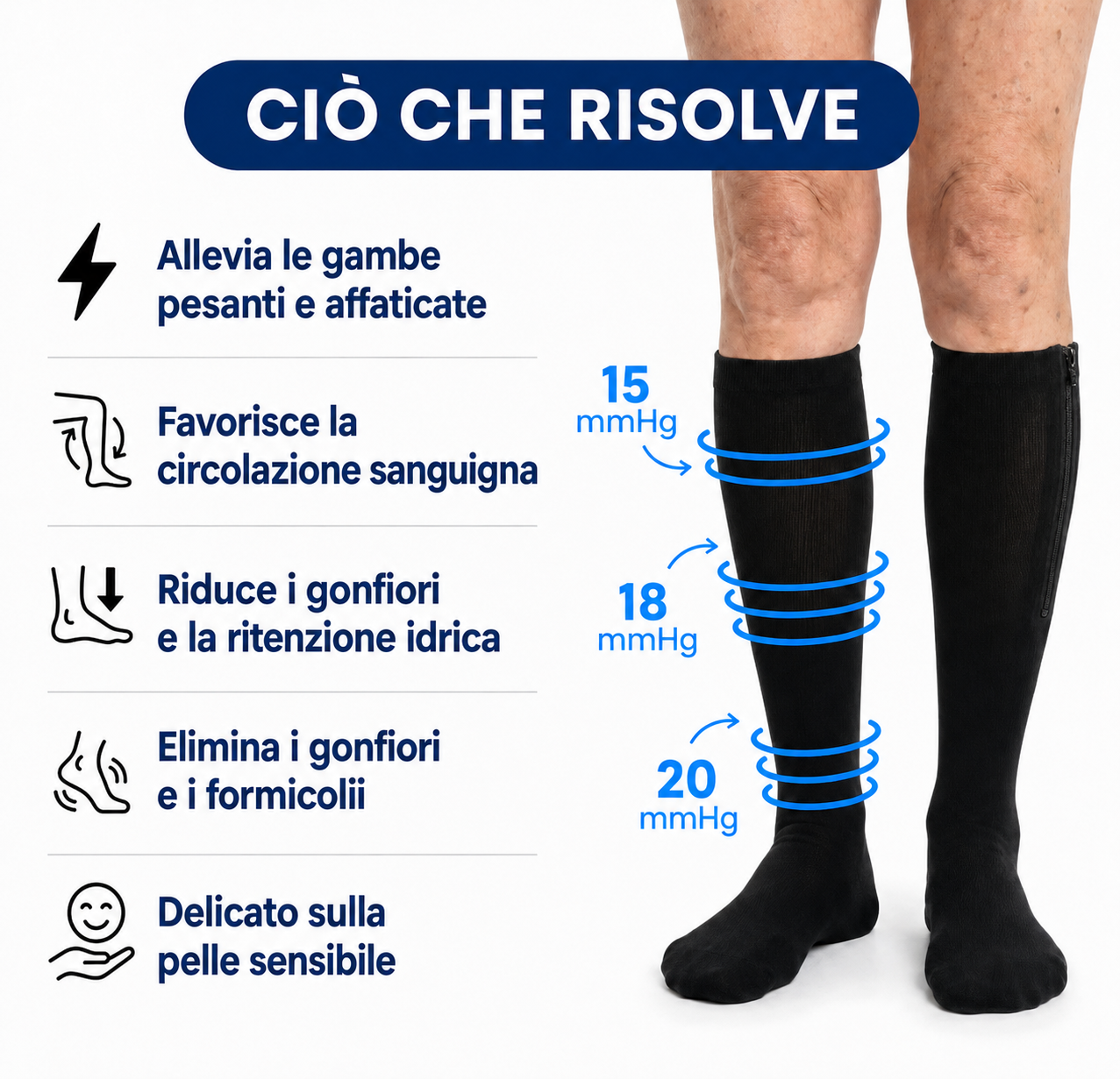 Calze a compressione con cerniera