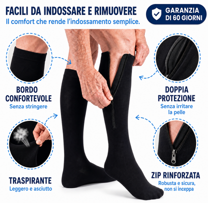 Calze a compressione con cerniera