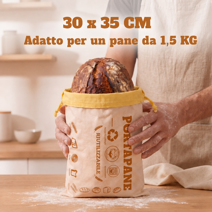 Sacchetto per il pane di alta qualità realizzato in cotone e cera d'api