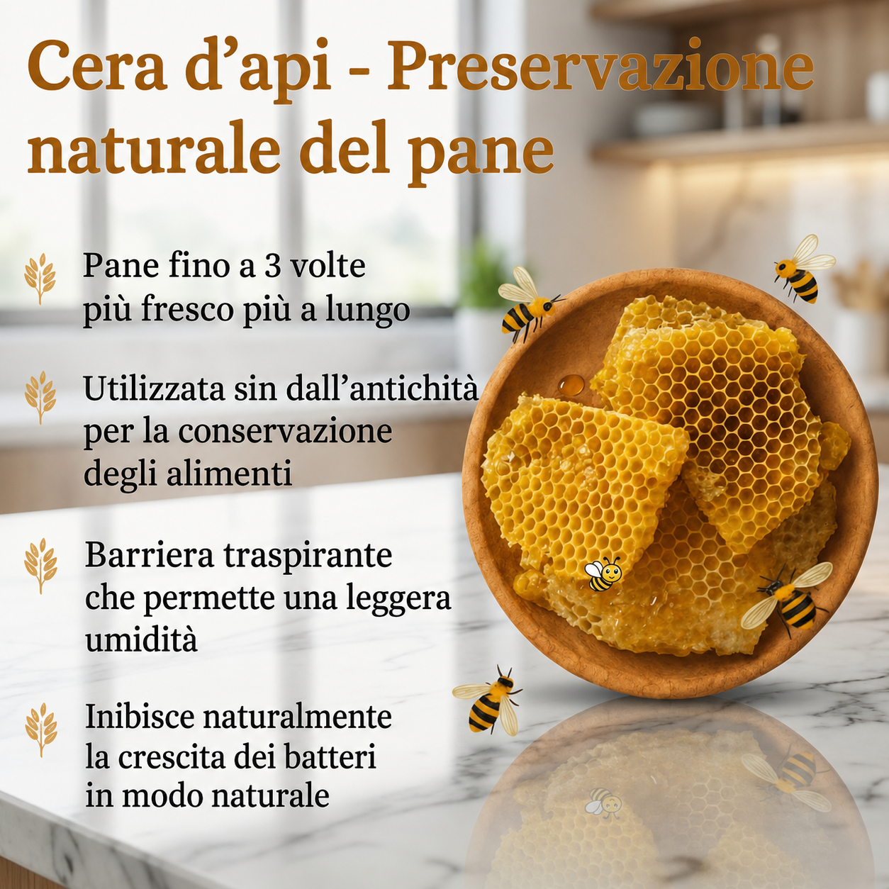 Sacchetto per il pane di alta qualità realizzato in cotone e cera d'api
