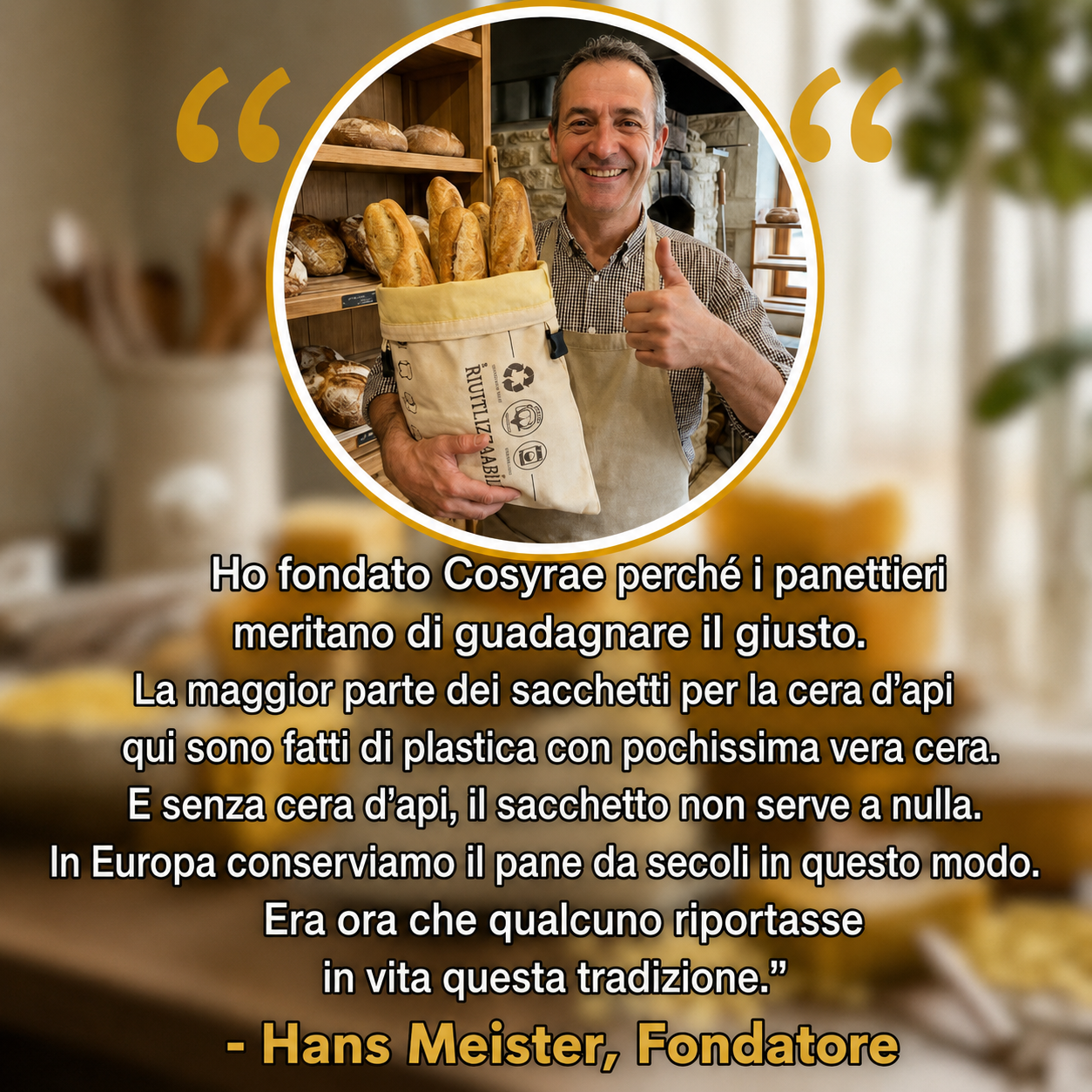 Sacchetto per il pane di alta qualità realizzato in cotone e cera d'api