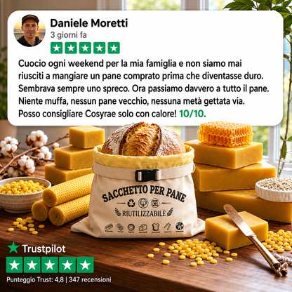 Sacchetto per il pane di alta qualità realizzato in cotone e cera d'api