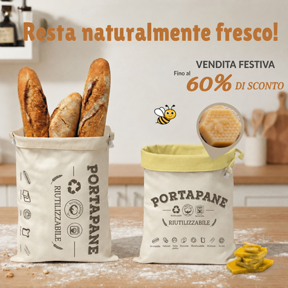 Sacchetto per il pane di alta qualità realizzato in cotone e cera d'api